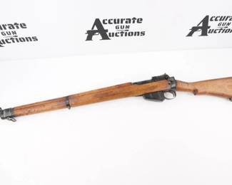 Make: Enfield
Model: MK2
Caliber: .303 British
Action: Bolt
Barrel: 25
Bore: Frosty
Serial # PFI25312
The Lee–Enfield is a bolt-action, magazine-fed repeating rifle that served as the main firearm of the military forces of the British Empire and Commonwealth during the first half of the 20th century, and was the standard service rifle of the British Armed Forces from its official adoption in 1895 until 1957.A redesign of the Lee–Metford , the Lee–Enfield superseded the earlier Martini–Henry, Martini–Enfield, and Lee-Metford rifles. It featured a ten-round box magazine which was loaded with the .303 British cartridge manually from the top. This Bolt action Rifle Shows a frosty bore and is in very good condition showing signs of use and wear.