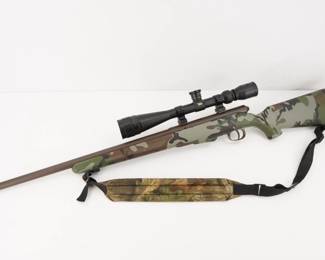 Make: Savage
Model: 25
Caliber: 222 Rem
Action: Bolt
Barrel: 22
Bore: Shiny
Serial # VS11034
Condition: Great
When you have to burn boot leather between stands, choose the 25 Walking Varminter. It weighs just 7 pounds yet is durable and extremely accurate, thanks to a button-rifled, 22-inch, medium-contour carbon steel barrel. It features user-adjustable AccuTrigger technology, a rugged, black matte synthetic stock and a detachable box magazine. This rifle is chambered in 222 REM and is paired with a BSA Sweet 223 9-18x40 scope. This rifle remains in Great condition showing normal signs of use and wear.