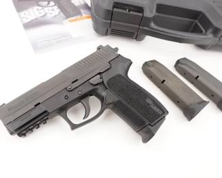 Make: Sig Sauer
Model: SP2022
Caliber: 40 S&W SIG
Action: Semi
Barrel: 3.75
Bore: Bright
Serial # 24B171565
Condition: Very Good
The SP2022 is a full-size polymer pistol inspired by the SIG classic line. The SP2022 features the same DA/SA trigger found in SIG SAUER Classic Line pistols. This 2022 is chambered in .40 S&W and sold with three magazines and a hard case. The pistol is in very good condition, showing normal signs of use and wear.