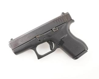 Make: Glock
Model: 42
Caliber: .380 Auto
Action: Semi
Barrel: 3
Bore: Shiny
Serial # ACRE768
Condition: Good
For those discerning shooters who desired the smallest GLOCK possible, the company responded with the now popular G42 in 380 AUTO with ultra-compact dimensions and easy-to-shoot characteristics. The G42 packs all the features GLOCK customers have come to appreciate - from the GLOCK SAFE ACTION system with its multiple integrated safety features to the brand’s proven reliability and durability. The pistol is in good condition, showing signs of holster wear.