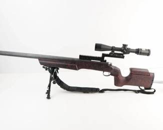 Make: Remington
Model: 700
Caliber: .308 WIN
Action: Bolt
Barrel: 26
Bore: Shiny
Serial # RR61249B
Condition: Very Good
This Custom Remington 700 is a Long range hunting, tactical competition, benchrest, or target shooting Rifle Chambered in .308 and fitted with 26” Bull barrel. This Rifle is Ready for the scope of your choice and remains in Very Good condition showing normal signs of use and wear. Light rust on the outside of the barrel.