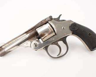 Make: US Revolvers
Model: Top Break
Caliber: .32 Short
Action: DA
Barrel: 3
Bore: Frosty
Serial # 91494
Condition: Good
A U.S. Revolver .32 Nickel Top Break Revolver. This revolver features 3" barrel, nickel finish, and hard rubber grip. The revolver is in good condition for its age. It shows some loss of finish,Rust and pitting but good mechanics. This revolver was manufactured between 1910-1935. 