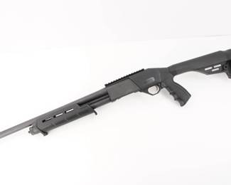 Make: JTS
Model: X12PT
Caliber: 12 GA
Action: Pump
Barrel: 18.5
Bore: Frosty
Serial # XP21000027
Condition: Very Good
JTS X12PT Tactical Black 12GA 2-3/4in Pump Shotgun - 18.5in - This tactical shotgun has a picatinny rail and cylinder choke. The shotgun is in very good condition, showing normal signs of use and wear.