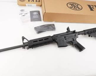 Make: FN
Model: FN15 Patrol Carbine
Caliber: 5.56x45MM
Action: Semi
Barrel: 16
Bore: Minty
Serial # FNG007496
Condition: New
The FN 15 Patrol Carbine M-LOK features a two-piece handguard, fixed front sight post MIL-SPEC configuration created to meet and exceed agency needs. The family of carbines, specifically developed with law enforcement officers’ needs in mind, offer the reliability and durability required for professional use. Chambered in the battle-proven 5.56x45mm, these carbines offer high capacity and accuracy in every mission. This Rifle is in New condition showing no signs of use. 