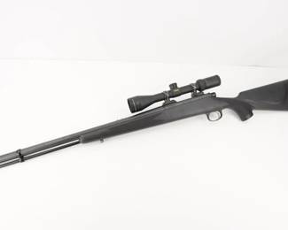 Make: Remington
Model: 700 ML
Caliber: 50 BP
Action: Percussion
Barrel: 23
Bore: Dark
Serial # ML23246
Condition: Very Good
The 700 ML features a 23" barrel and a Cabela's powderhorn 3-10x40 scope.. The instruction manual states that the maximum charge should be held to 120 grains of black powder or Pyrodex in .50 caliber rifles and 90 grains in .45 caliber rifles. The Rifle seems to be mechanically functional and comestically in Very good shape, The bore is dark.