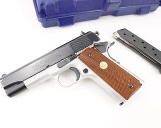 Make: Colt
Model: Lightweight commander
Caliber: 45 Auto
Action: Semi
Barrel: 4
Bore: Bright
Serial # FL06166
Condition: Very Good
When Colt Firearms introduced the Commander in 1951, it started a revolution in lightweight carry guns. This two tone colt Lightweight Commander MK IV series 80 was manufactured in 1987 and is chambered in 45 ACP. This Pistol is sold with a factory case and 2 mag. This pistol is in excellent condition showing signs of use and wear.