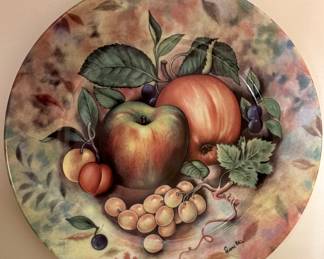 Signed hand painted fruit plates