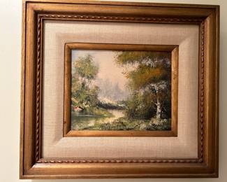 small Oil on canvas painting River Scene