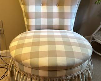 Heart back Boudoir accent Gingham upholstered chair