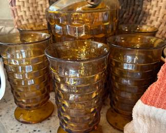 Amber footed glassware