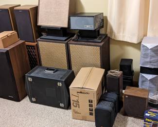 Vintage and new stereo speakers