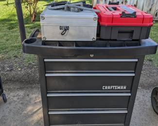 Rolling tool cart with tools inside