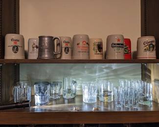 Steins and shot glasses