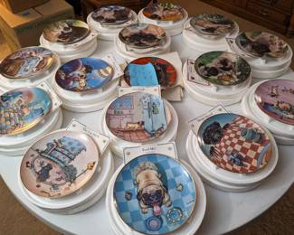 For the pug lover.. set of 16 certified collector Pug Plates
