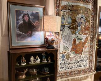 Silk Tabriz Rug, Omar Khayyam & Muse. Persia, Early 20th Century. 4'1x6'1