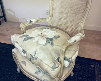 Pair of Vintage French Provincial Cain Back Arm Chairs.  Love. 1960's.