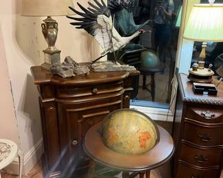 Boehm Whooping Crane, Vintage Bronze Lamps (set of 3)