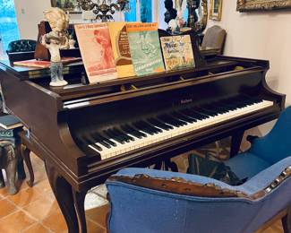 Antique Settee, Lladro Cowboy, 511" Baldwin Grand Piano Walnut Louis XIV (needs tuning)