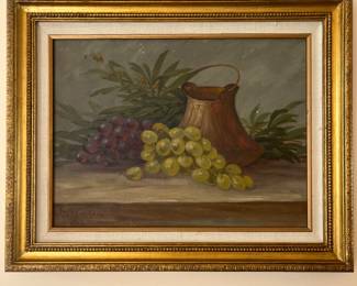 We are still researching the artwork, but as you can see, it's stunning.  Original painting with beautiful frame.  Details to follow.