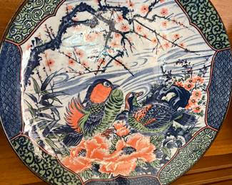 12" Diameter Vintage Lidas Japanese Dinner Plates.  Love. Set of 4.