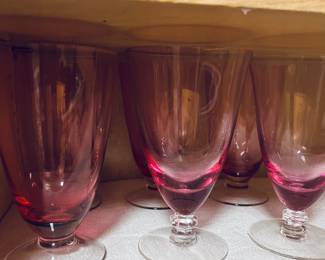 Pink Stemware.Tiffin, Wistaria Pink.