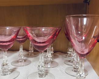 Pink Stemware.Tiffin, Wistaria Pink.