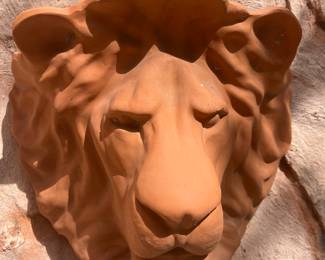 Terra Cotta Planter. Lion's Head. Love.