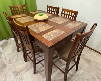 Counter height dining set with 6 chairs