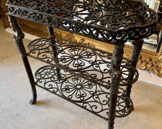 Antique Wrought Iron 3-Tiered Table