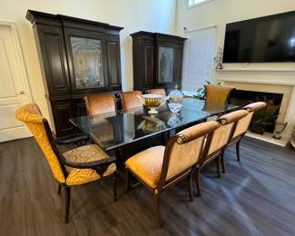 Custom Mahogany Cabinets w/Imported Etched French Glass