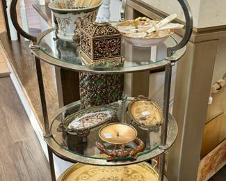 Wrought Iron and Glass Etagere 