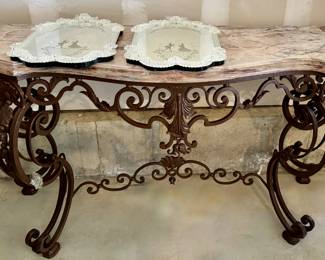 Marble Top Iron Console