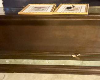 Very Large Mahogany Figural Console with Glass Top and Bottom