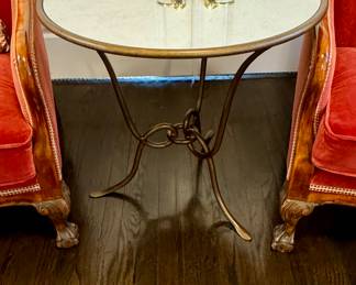 Antique Mirror and Brass Accent Table