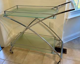 Modern Glass and Chrome Tea Cart