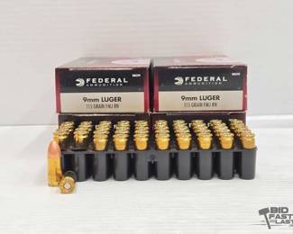 3034  NEW 200 Rounds of Federal 9mm Luger Ammo 