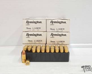 3016  NEW 300 Rounds of Remington 9mm Luger Ammo 
