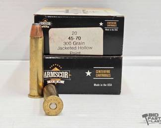 3134  NEW 40 Rounds of Armscor 4570 Jacked Hollow Point Ammo 