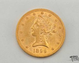554  1899 $10 Dollar Liberty Gold Coin, 16.80g 