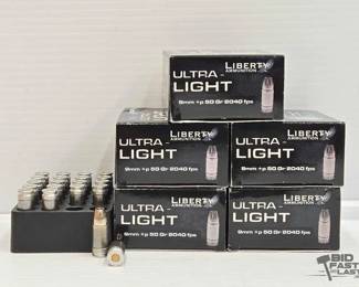 3160  NEW 100 Rounds of Liberty 9mm p Ammo 