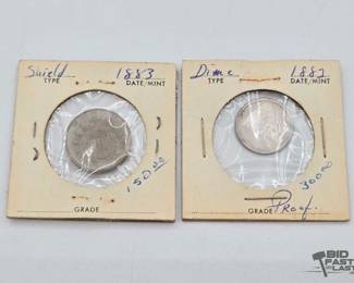 704  1882 Seated Liberty Half Dime  1883 5 Cent Shield Nickel 