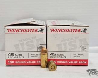 3204  NEW 200 Rounds Winchester 45 Auto Ammo 