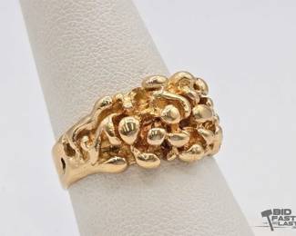708  14k Gold Nugget Cluster Ring, 7.76g 