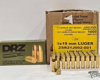 3276  NEW 1000 Rounds of DRZ 9mm Luger Ammo 