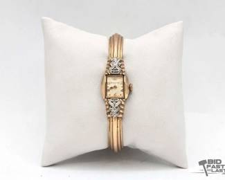 718  10k Gold Filled Diamond Accent Bulova Watch 