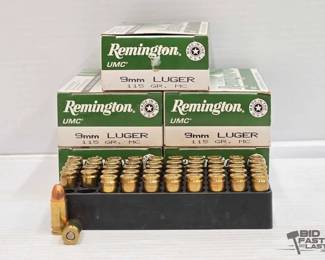 3024  NEW 250 Rounds of Remington 9mm Luger Ammo 