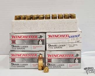 3020  NEW 200 Rounds of Winchester 9mm Luger Ammo 