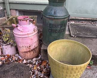 milk cans, planters