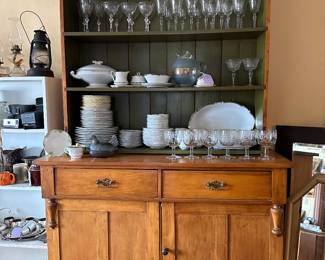 vintage china, champagne/ wine glasses and dish sets
