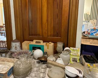 vintage light fixtures and glassware